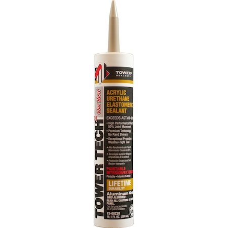 Tower Tech 2 Aluminum Gray Acrylic Urethane Window And Door Sealant 10.1 Oz